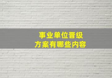 事业单位晋级方案有哪些内容