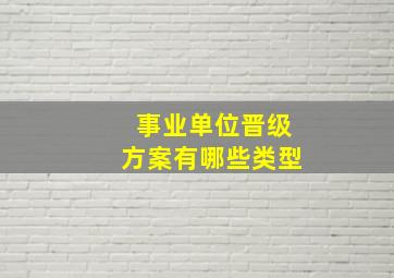 事业单位晋级方案有哪些类型