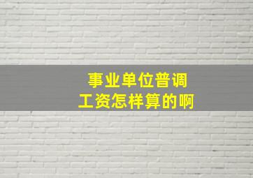 事业单位普调工资怎样算的啊