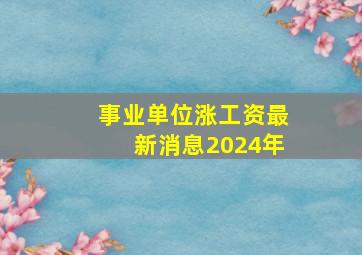 事业单位涨工资最新消息2024年