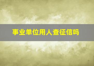 事业单位用人查征信吗