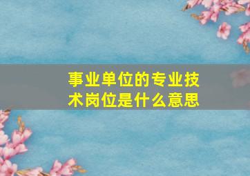 事业单位的专业技术岗位是什么意思