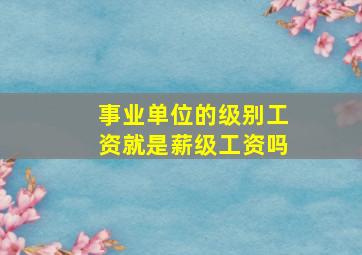 事业单位的级别工资就是薪级工资吗