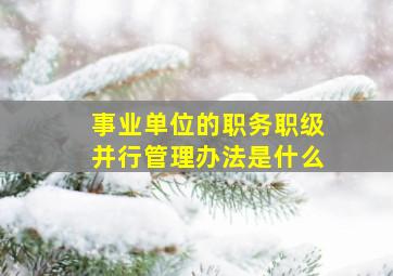 事业单位的职务职级并行管理办法是什么