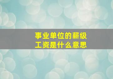 事业单位的薪级工资是什么意思