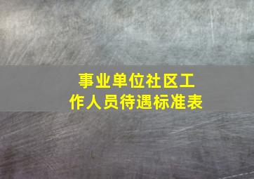 事业单位社区工作人员待遇标准表