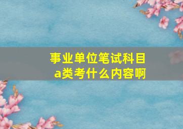 事业单位笔试科目a类考什么内容啊