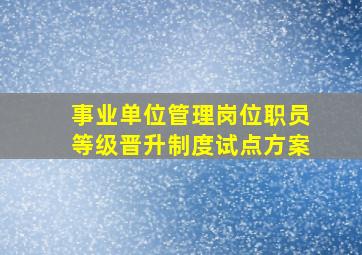 事业单位管理岗位职员等级晋升制度试点方案