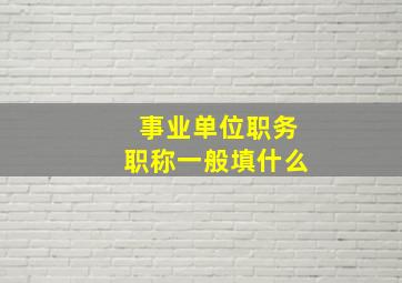 事业单位职务职称一般填什么