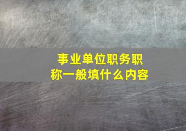 事业单位职务职称一般填什么内容