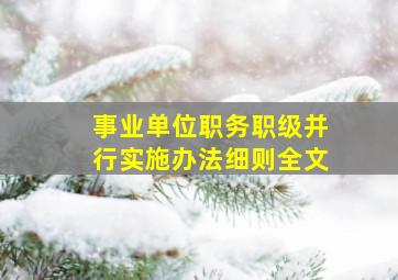 事业单位职务职级并行实施办法细则全文