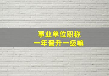 事业单位职称一年晋升一级嘛