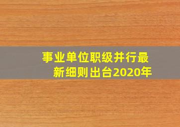 事业单位职级并行最新细则出台2020年