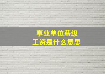 事业单位薪级工资是什么意思