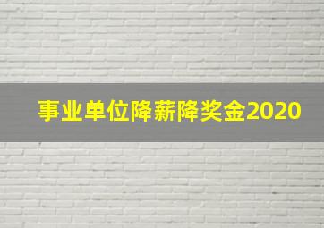 事业单位降薪降奖金2020