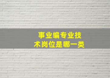 事业编专业技术岗位是哪一类