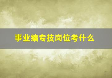 事业编专技岗位考什么