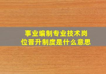 事业编制专业技术岗位晋升制度是什么意思