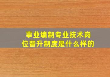 事业编制专业技术岗位晋升制度是什么样的