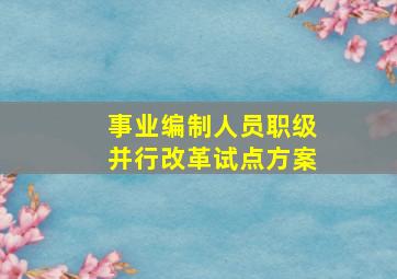 事业编制人员职级并行改革试点方案