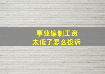 事业编制工资太低了怎么投诉