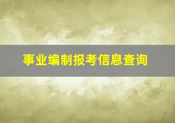 事业编制报考信息查询