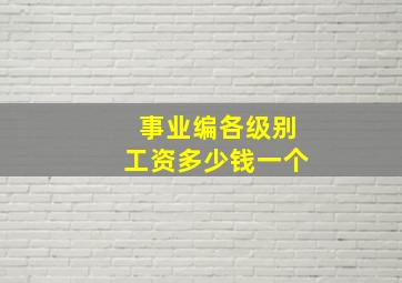 事业编各级别工资多少钱一个