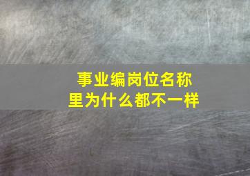 事业编岗位名称里为什么都不一样