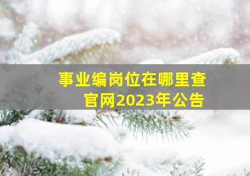 事业编岗位在哪里查官网2023年公告