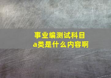 事业编测试科目a类是什么内容啊