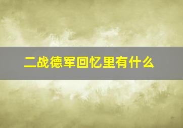 二战德军回忆里有什么