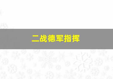 二战德军指挥