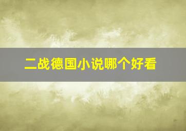 二战德国小说哪个好看