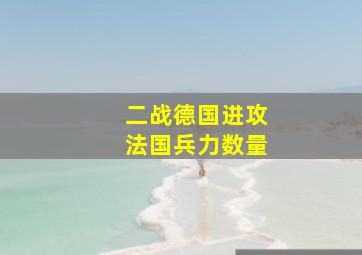 二战德国进攻法国兵力数量