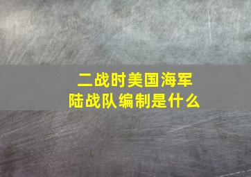 二战时美国海军陆战队编制是什么