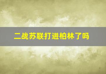 二战苏联打进柏林了吗