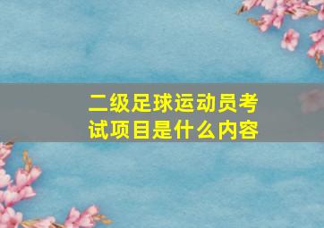 二级足球运动员考试项目是什么内容