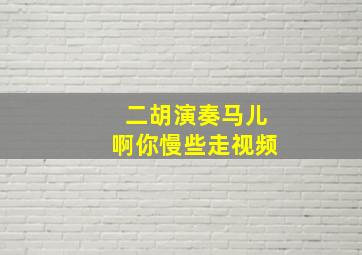 二胡演奏马儿啊你慢些走视频