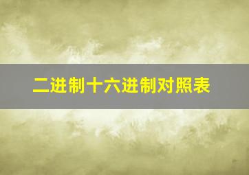 二进制十六进制对照表