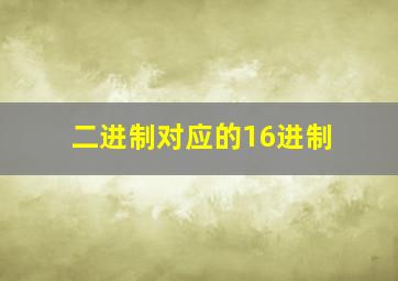 二进制对应的16进制