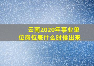 云南2020年事业单位岗位表什么时候出来