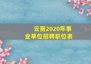 云南2020年事业单位招聘职位表