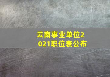 云南事业单位2021职位表公布