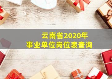 云南省2020年事业单位岗位表查询