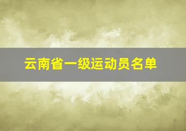 云南省一级运动员名单