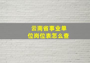 云南省事业单位岗位表怎么查