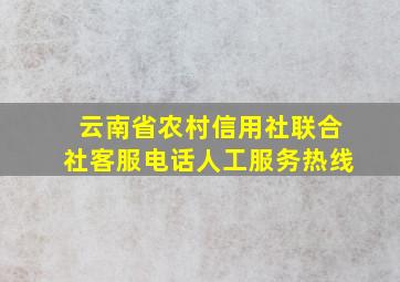 云南省农村信用社联合社客服电话人工服务热线