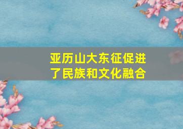 亚历山大东征促进了民族和文化融合