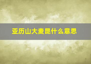 亚历山大麦昆什么意思