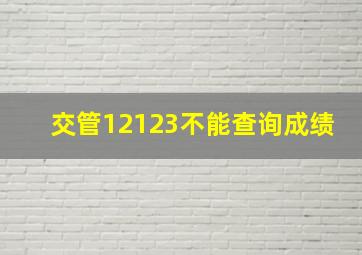 交管12123不能查询成绩